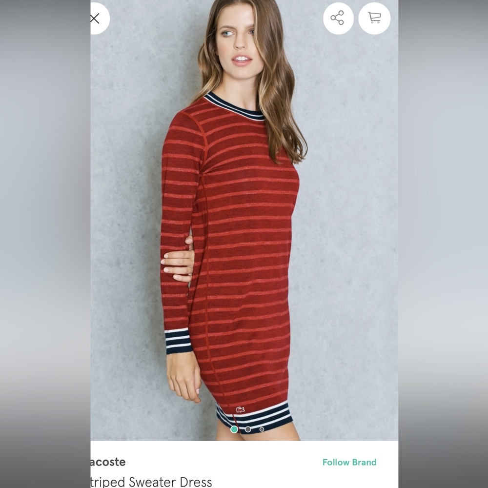 Lacoste Sz 42 (US 10) Black & White Stripped Sweater Dress
